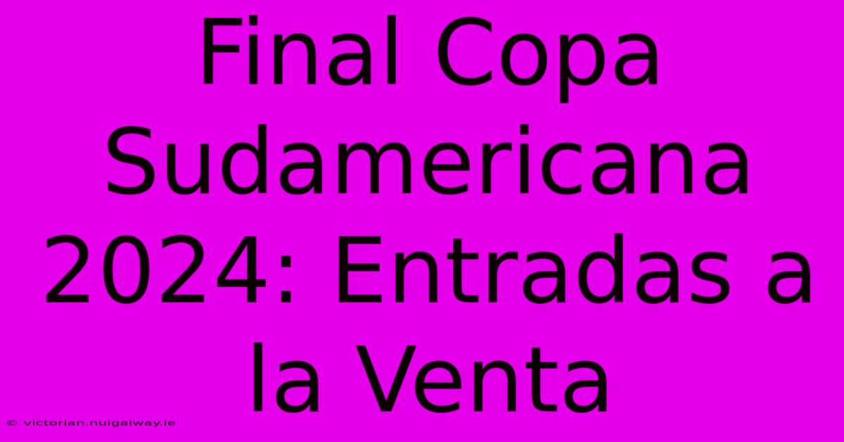 Final Copa Sudamericana 2024: Entradas A La Venta