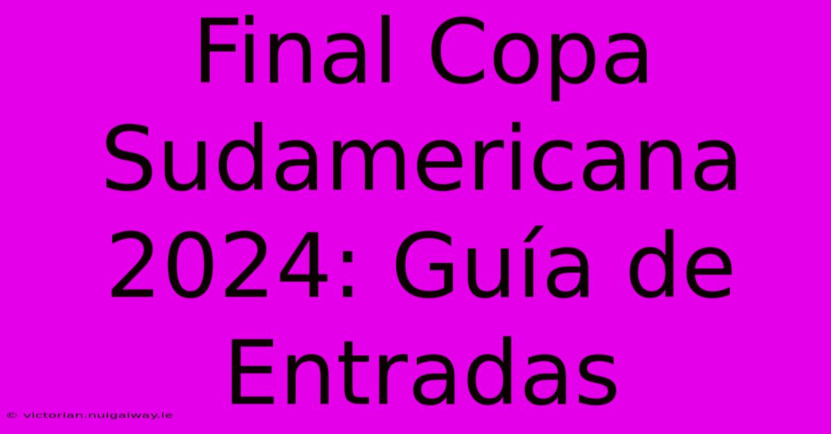 Final Copa Sudamericana 2024: Guía De Entradas