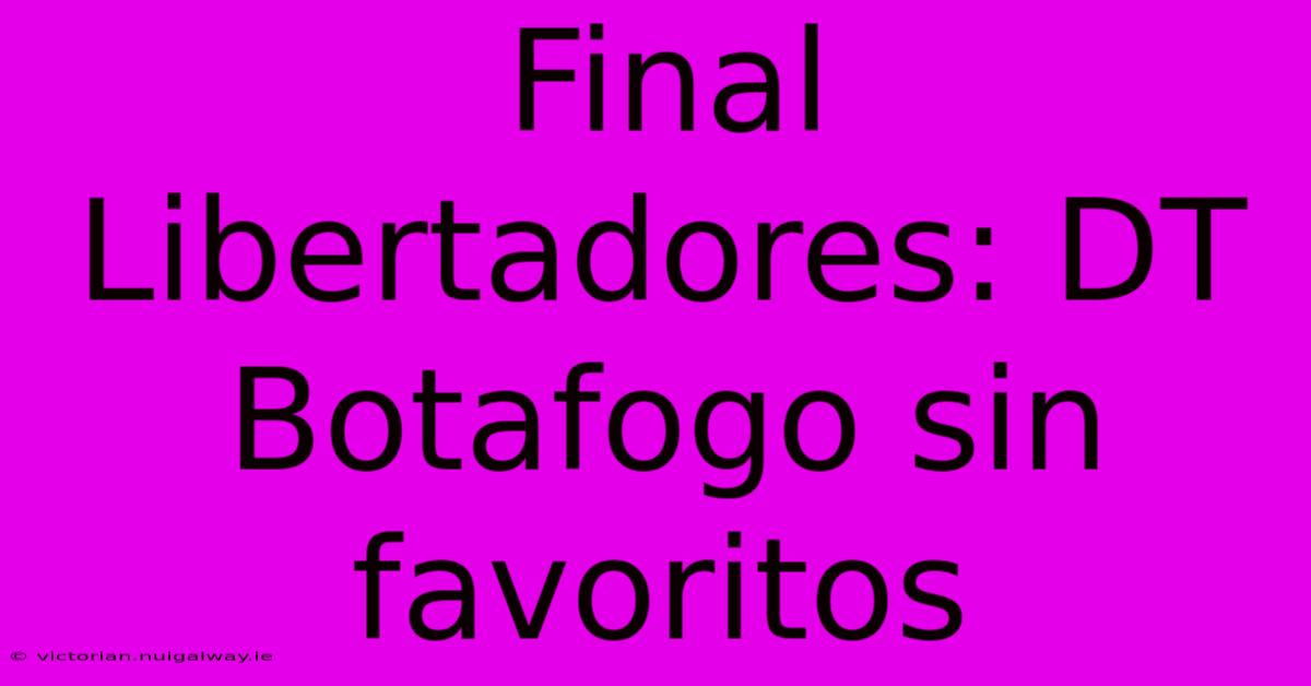 Final Libertadores: DT Botafogo Sin Favoritos