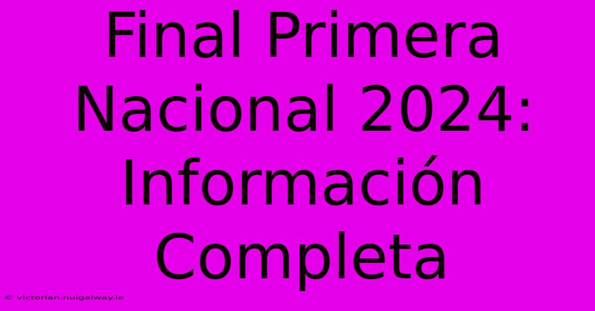 Final Primera Nacional 2024: Información Completa