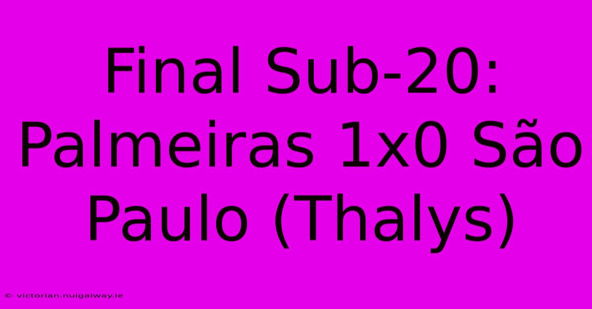 Final Sub-20: Palmeiras 1x0 São Paulo (Thalys)