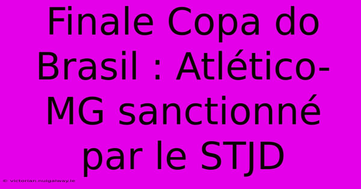 Finale Copa Do Brasil : Atlético-MG Sanctionné Par Le STJD