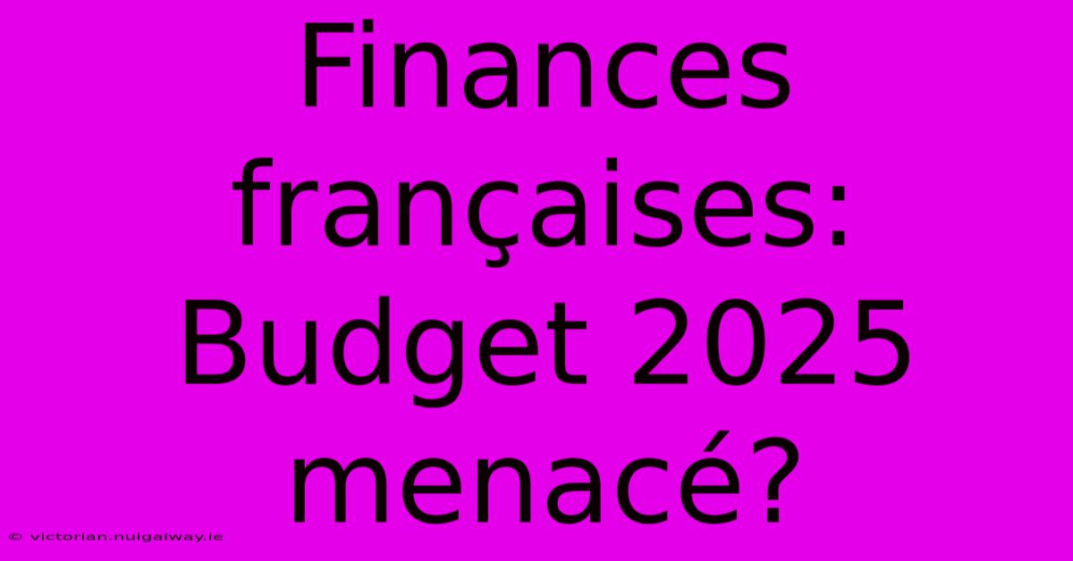 Finances Françaises: Budget 2025 Menacé?