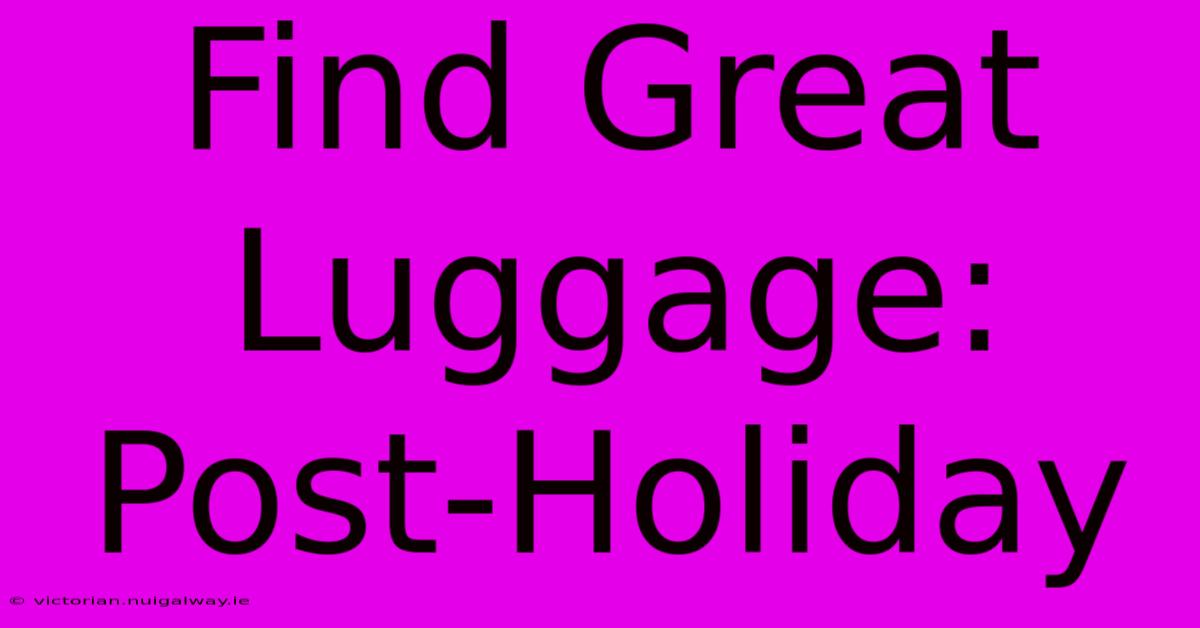 Find Great Luggage: Post-Holiday