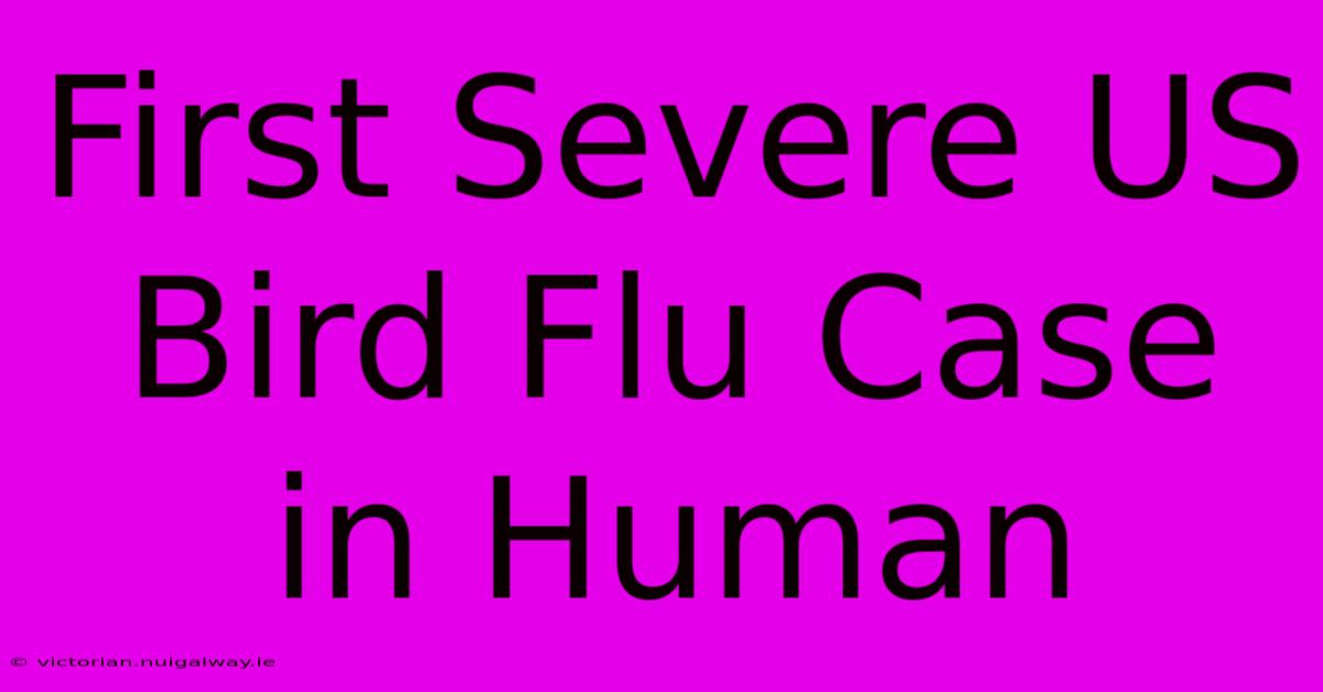 First Severe US Bird Flu Case In Human