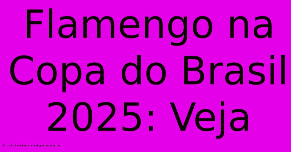 Flamengo Na Copa Do Brasil 2025: Veja