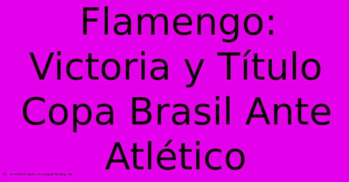 Flamengo: Victoria Y Título Copa Brasil Ante Atlético