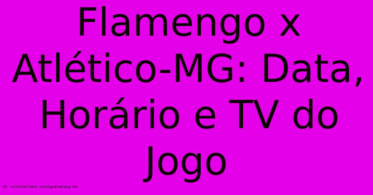 Flamengo X Atlético-MG: Data, Horário E TV Do Jogo