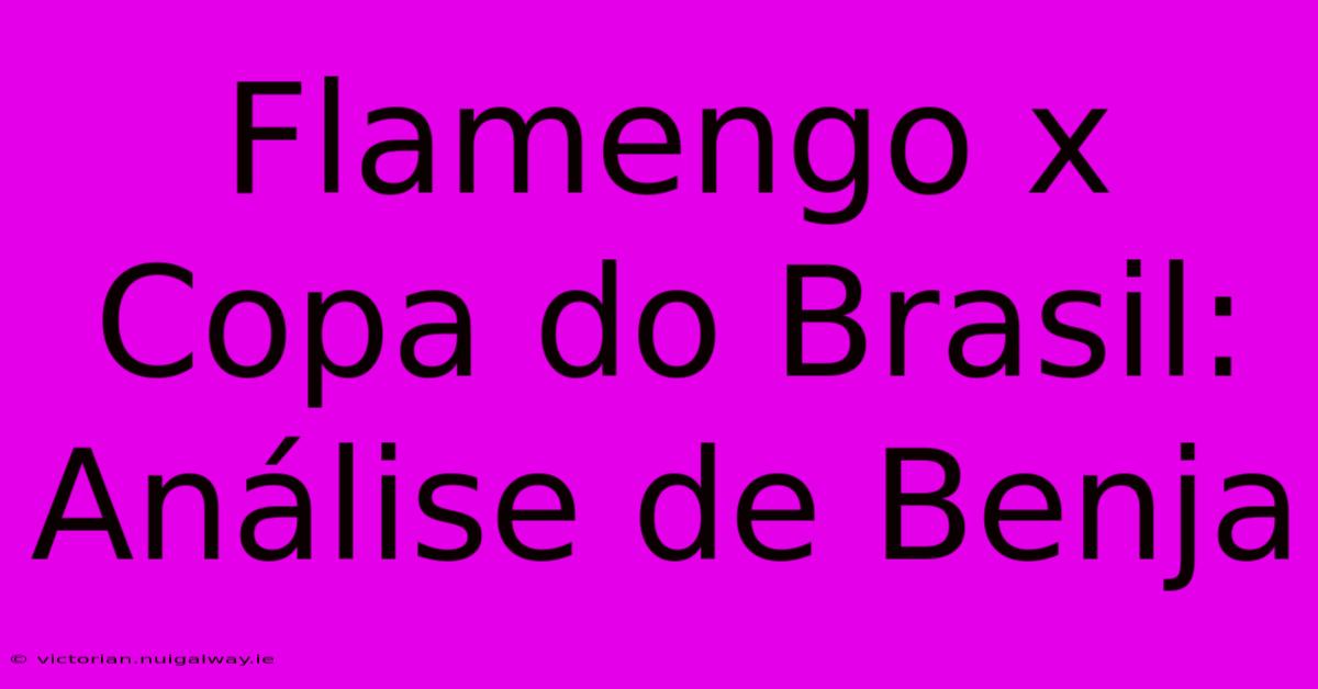 Flamengo X Copa Do Brasil: Análise De Benja 