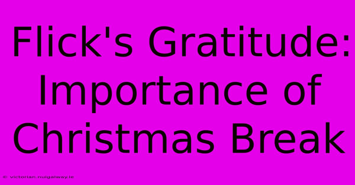 Flick's Gratitude: Importance Of Christmas Break