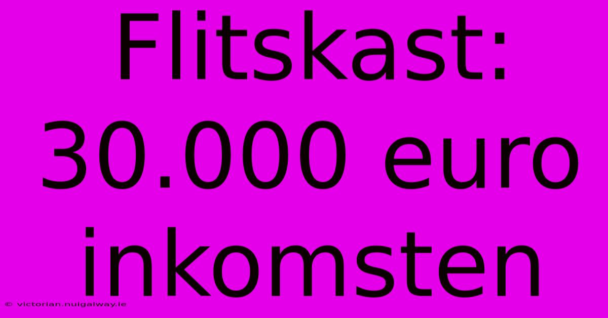 Flitskast: 30.000 Euro Inkomsten