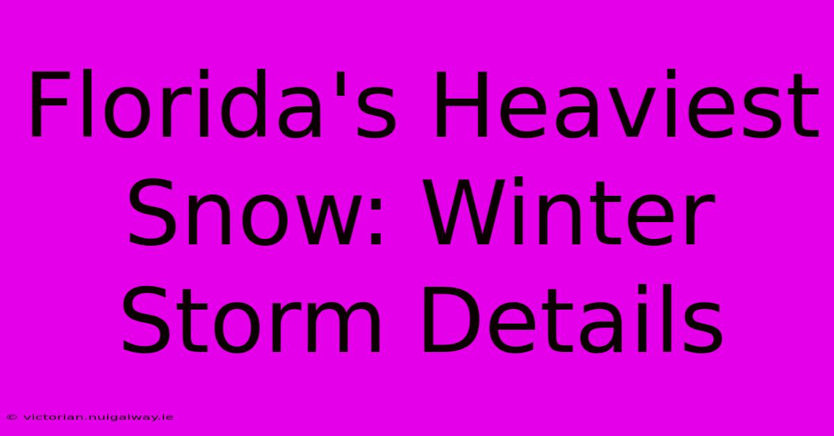 Florida's Heaviest Snow: Winter Storm Details