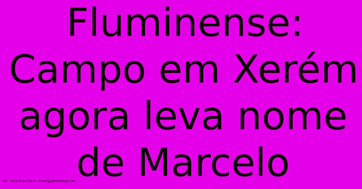 Fluminense: Campo Em Xerém Agora Leva Nome De Marcelo