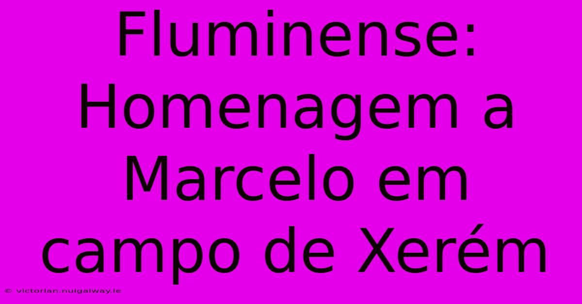 Fluminense: Homenagem A Marcelo Em Campo De Xerém 