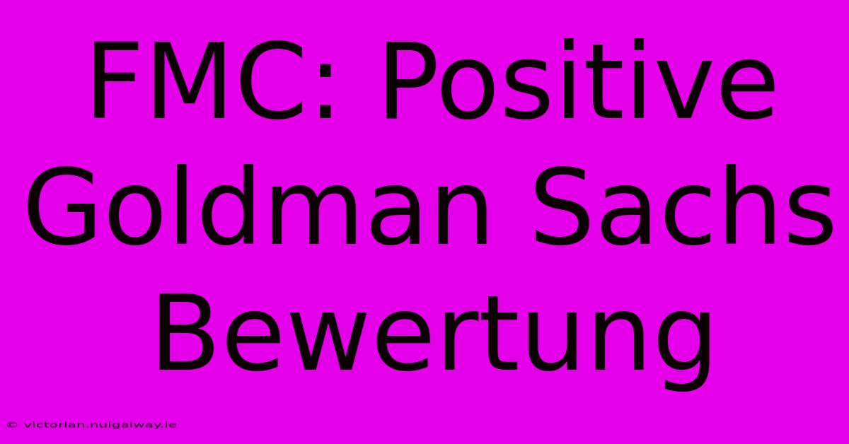 FMC: Positive Goldman Sachs Bewertung