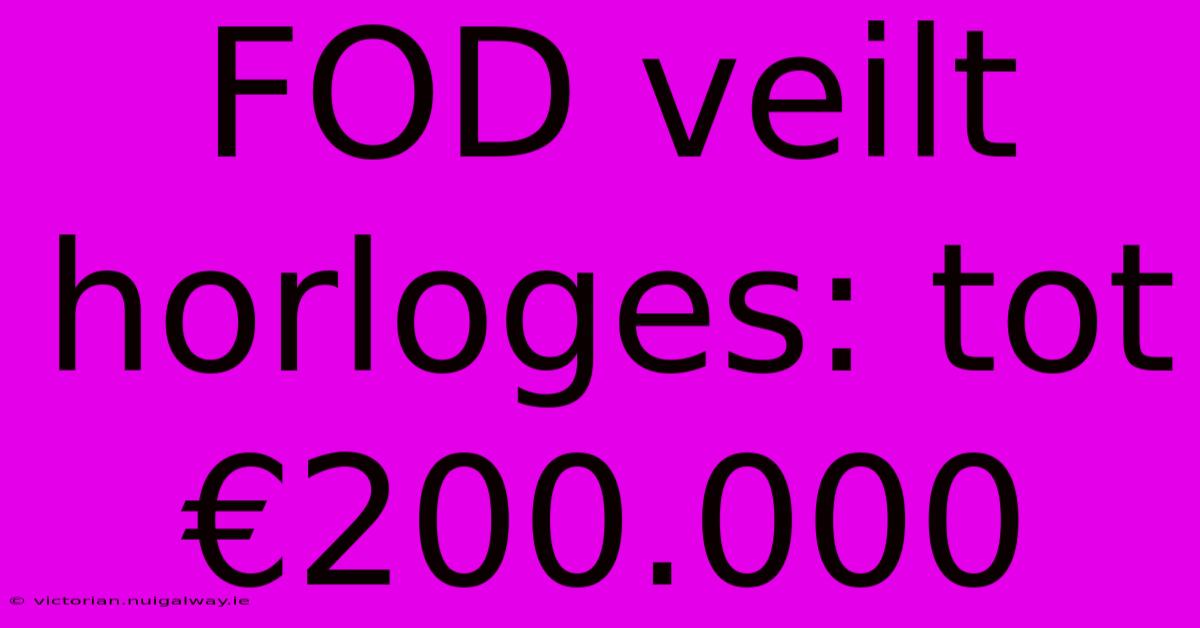 FOD Veilt Horloges: Tot €200.000