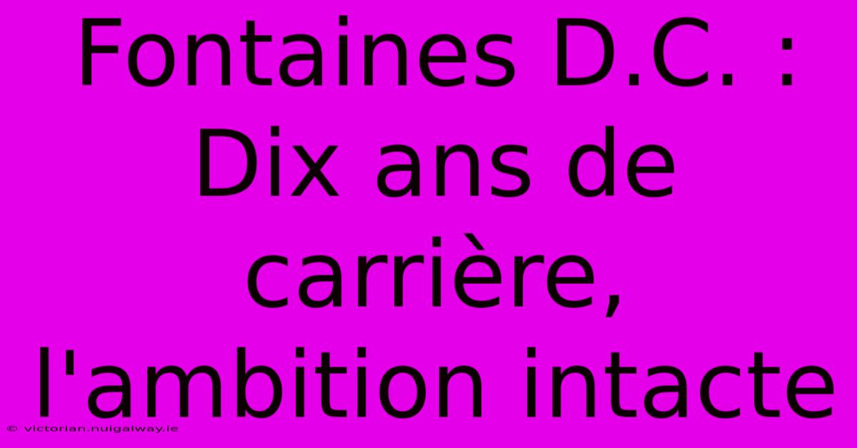 Fontaines D.C. : Dix Ans De Carrière, L'ambition Intacte