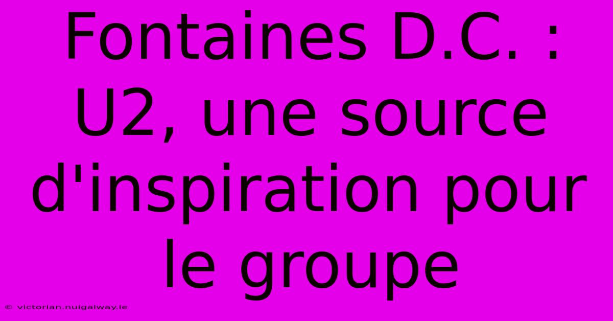 Fontaines D.C. : U2, Une Source D'inspiration Pour Le Groupe