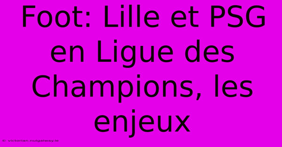 Foot: Lille Et PSG En Ligue Des Champions, Les Enjeux