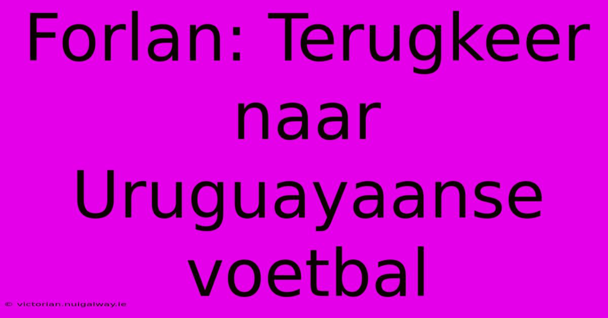 Forlan: Terugkeer Naar Uruguayaanse Voetbal