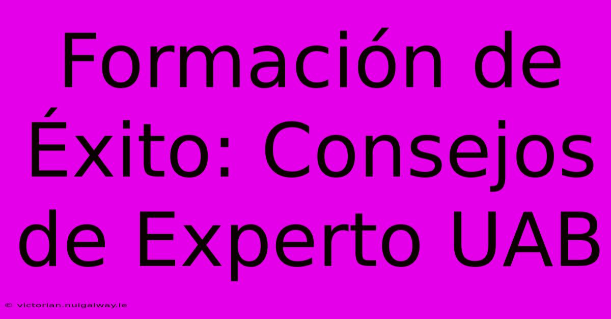 Formación De Éxito: Consejos De Experto UAB