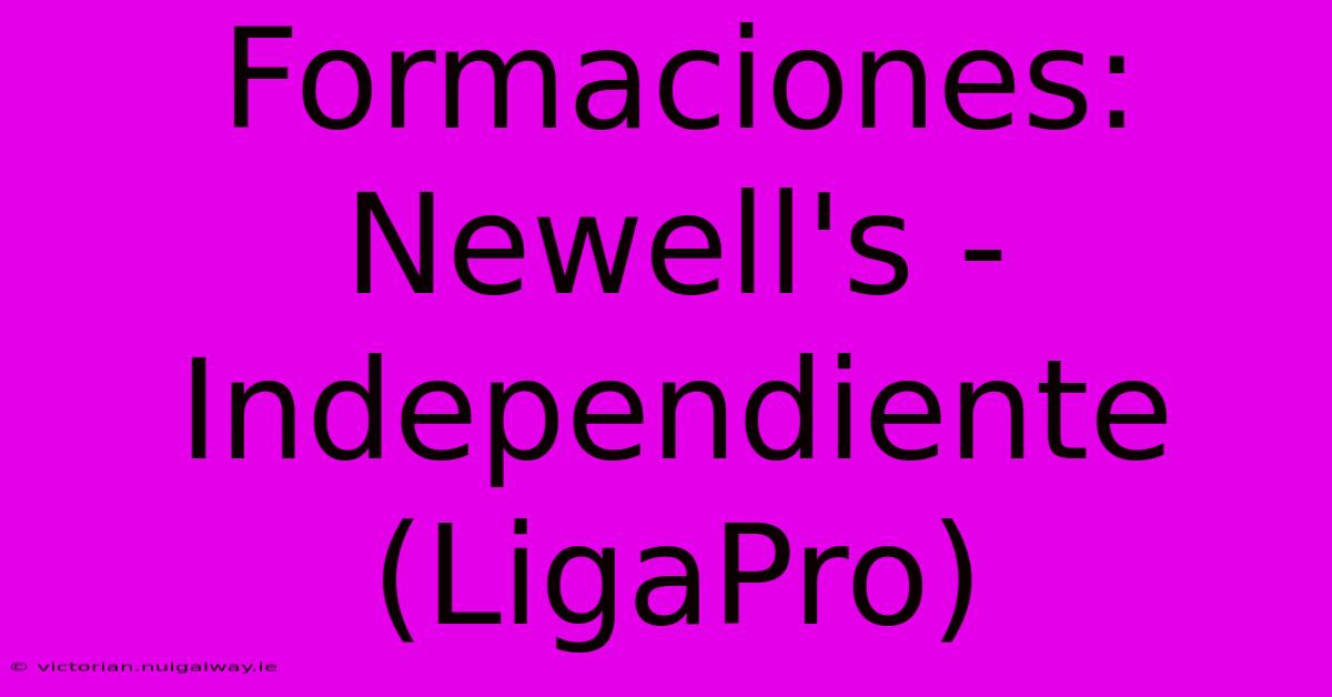 Formaciones: Newell's - Independiente (LigaPro)