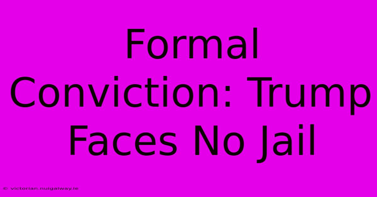 Formal Conviction: Trump Faces No Jail