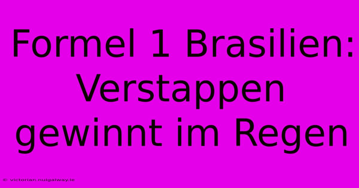 Formel 1 Brasilien: Verstappen Gewinnt Im Regen