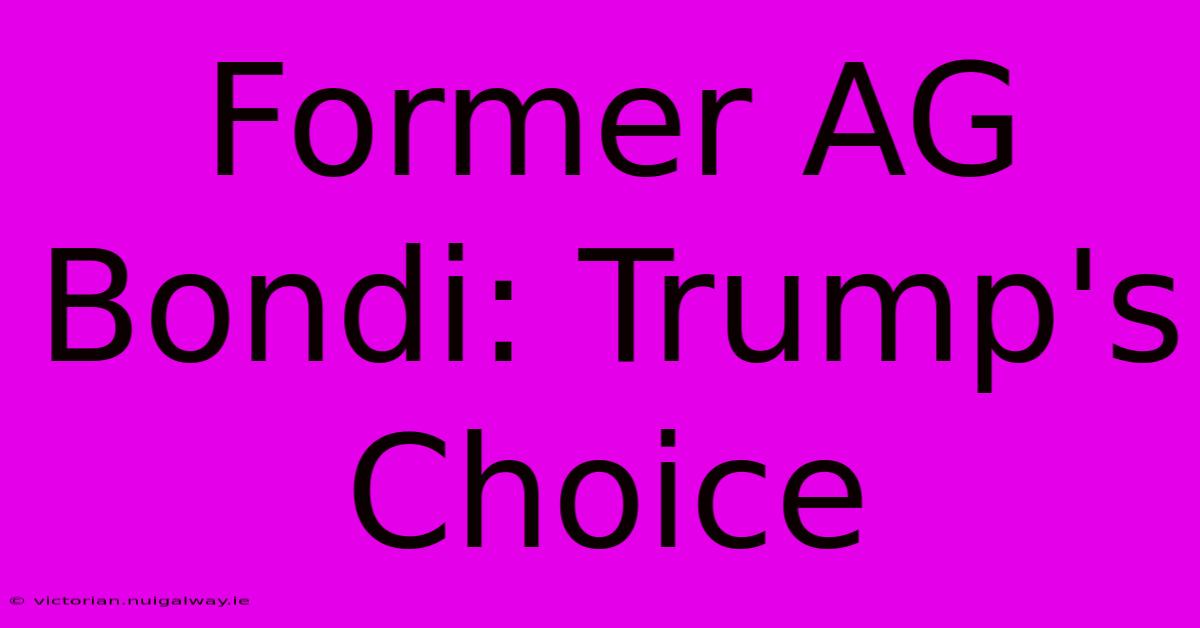 Former AG Bondi: Trump's Choice