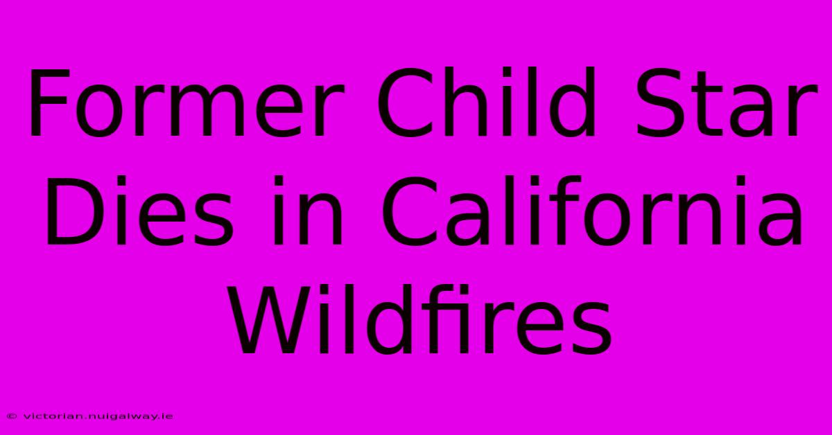 Former Child Star Dies In California Wildfires