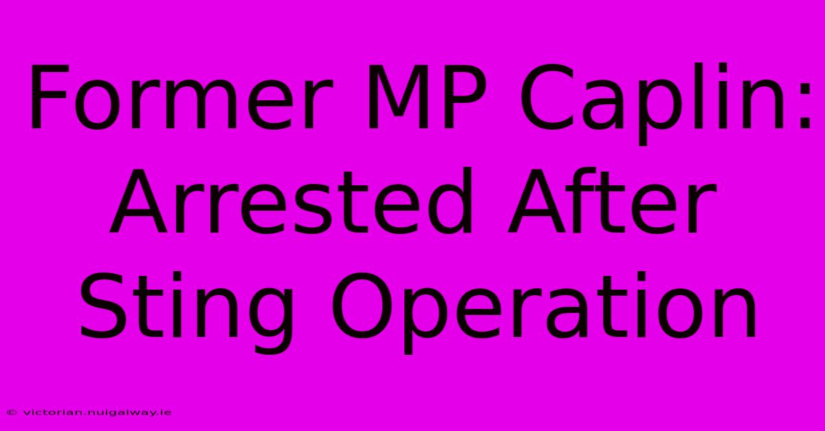 Former MP Caplin: Arrested After Sting Operation