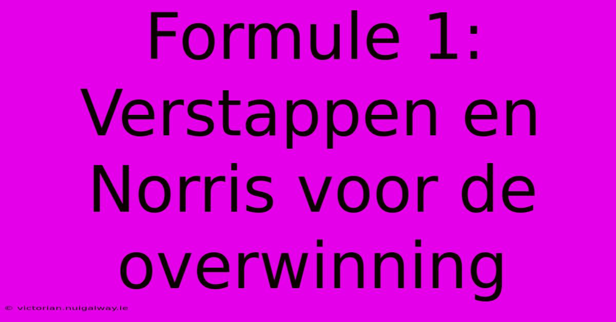 Formule 1: Verstappen En Norris Voor De Overwinning 