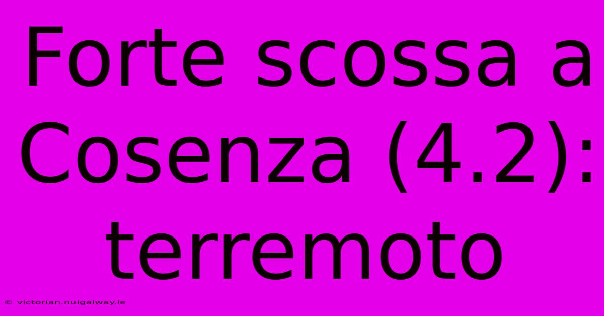 Forte Scossa A Cosenza (4.2): Terremoto