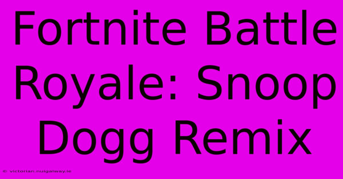 Fortnite Battle Royale: Snoop Dogg Remix