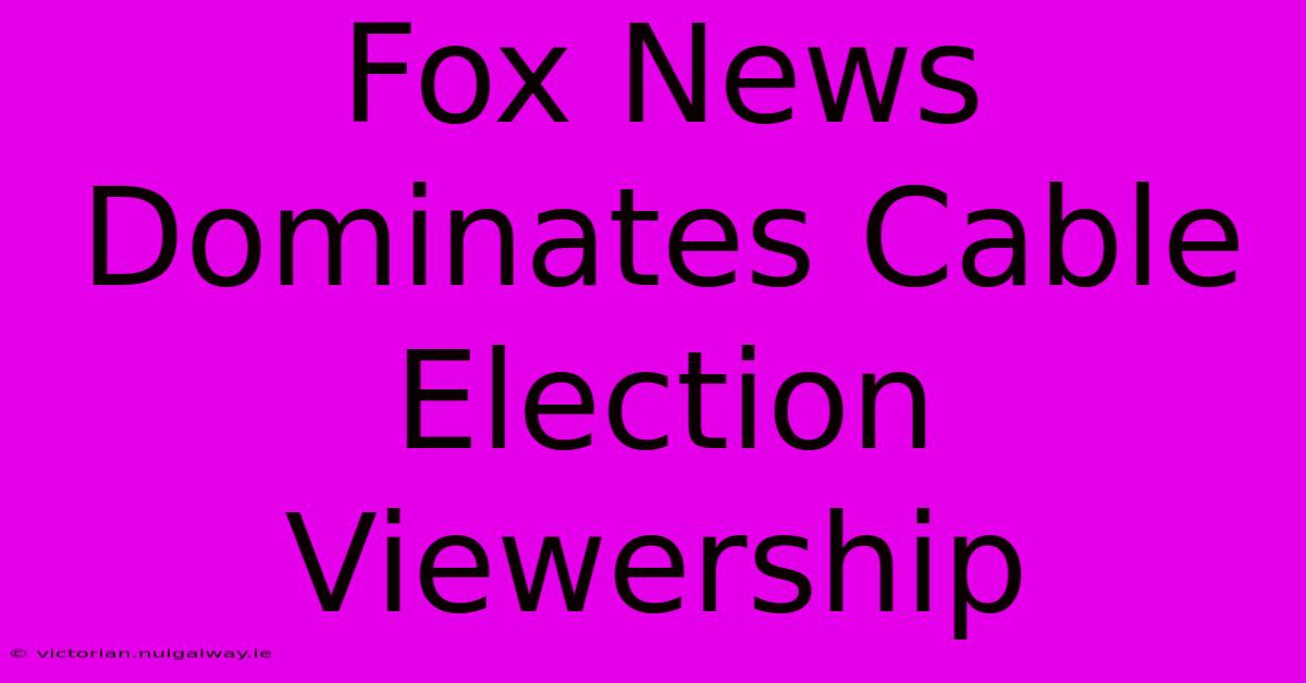 Fox News Dominates Cable Election Viewership