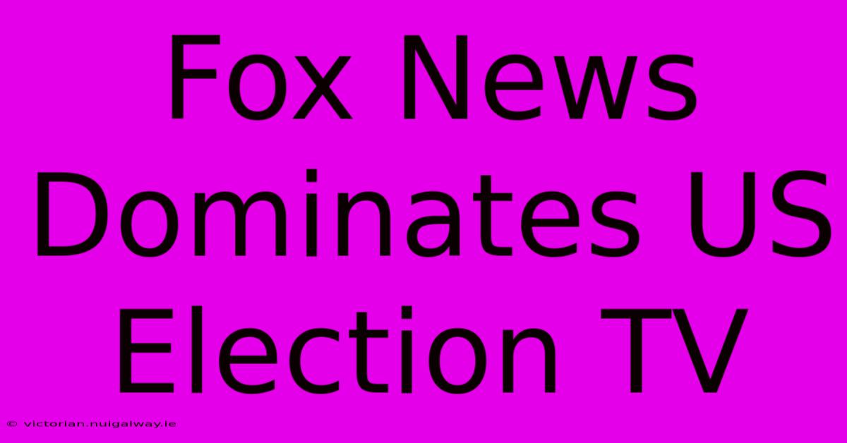 Fox News Dominates US Election TV