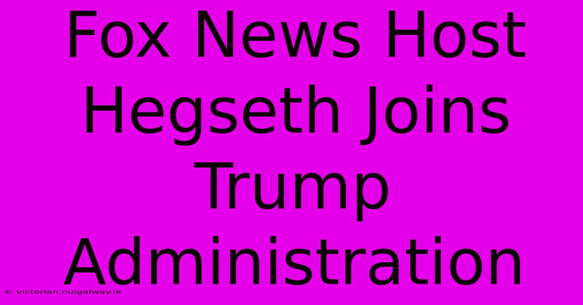 Fox News Host Hegseth Joins Trump Administration