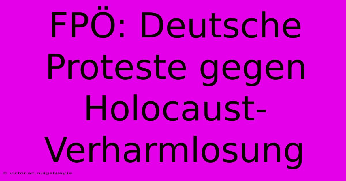 FPÖ: Deutsche Proteste Gegen Holocaust-Verharmlosung