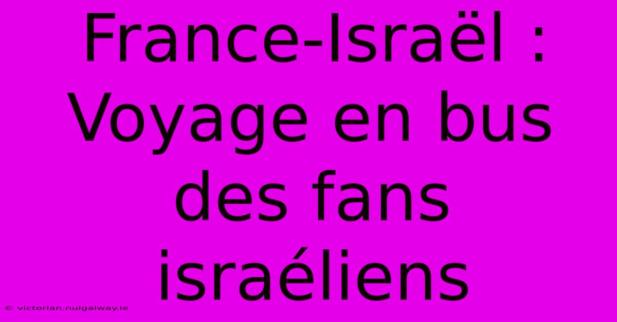 France-Israël : Voyage En Bus Des Fans Israéliens