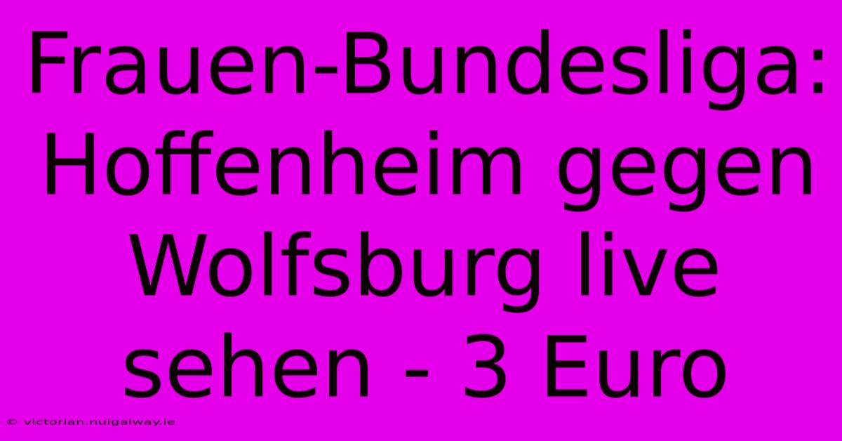 Frauen-Bundesliga: Hoffenheim Gegen Wolfsburg Live Sehen - 3 Euro