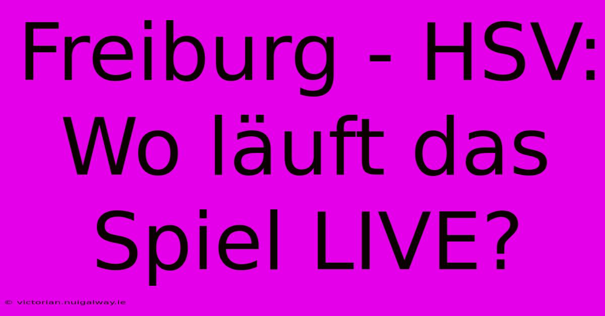 Freiburg - HSV: Wo Läuft Das Spiel LIVE?