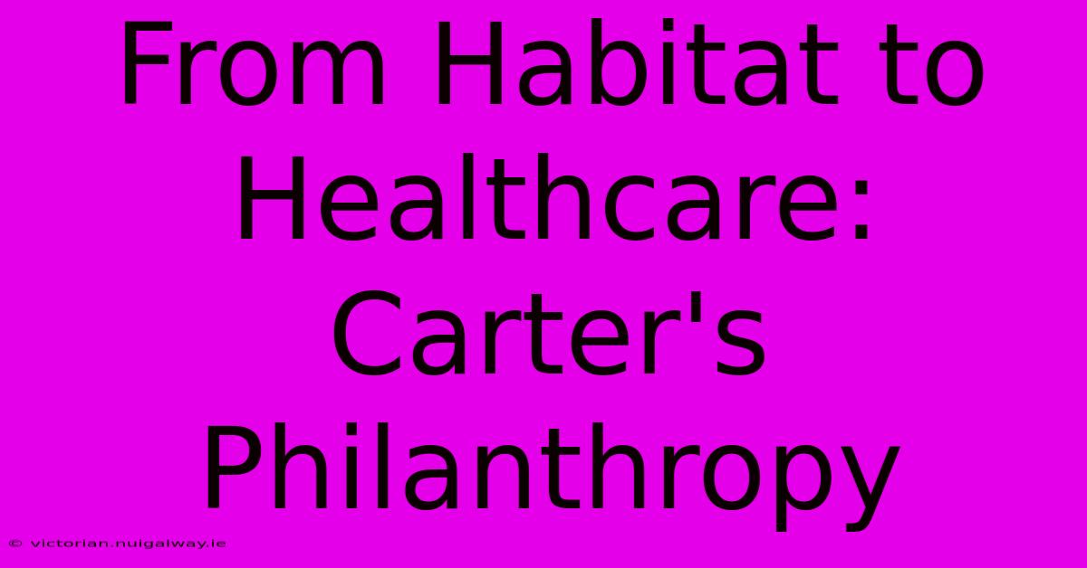 From Habitat To Healthcare: Carter's Philanthropy