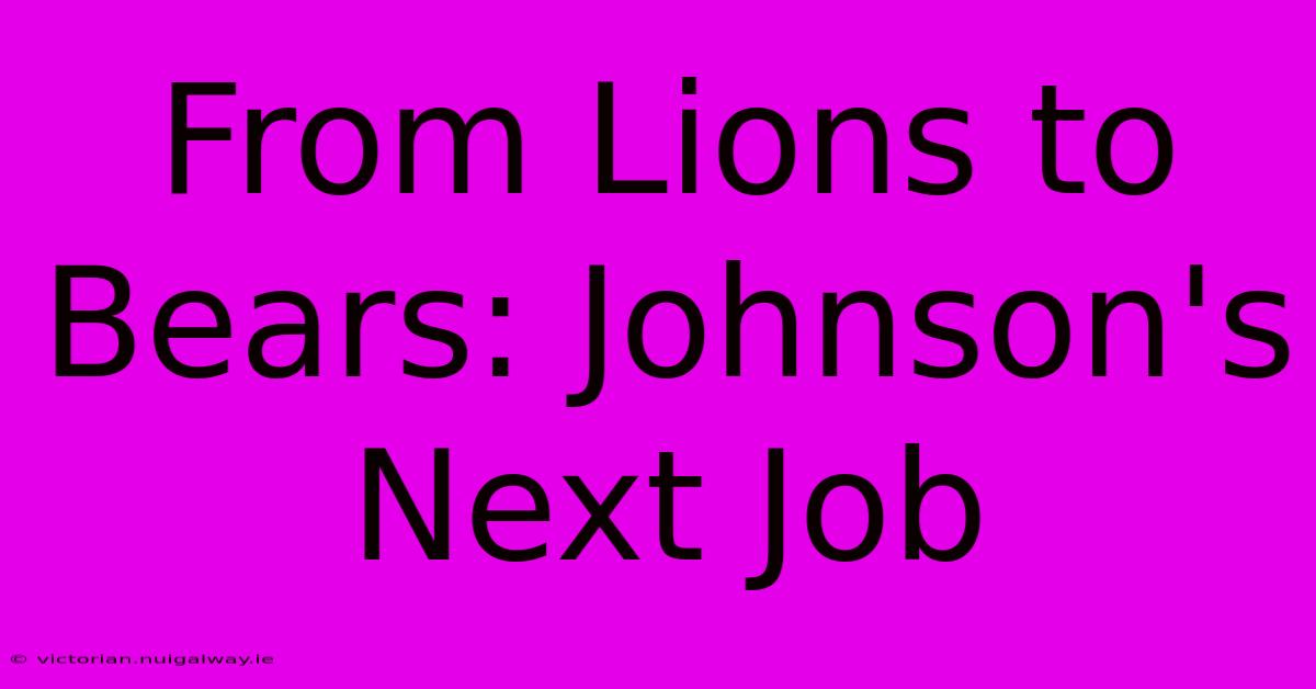 From Lions To Bears: Johnson's Next Job