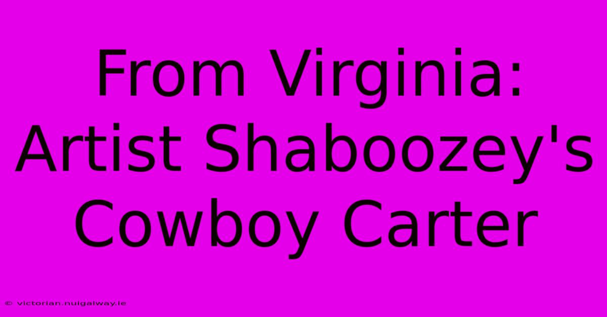 From Virginia: Artist Shaboozey's Cowboy Carter