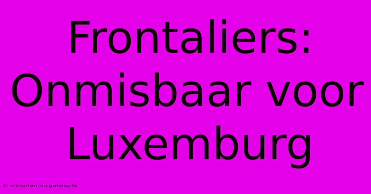 Frontaliers: Onmisbaar Voor Luxemburg