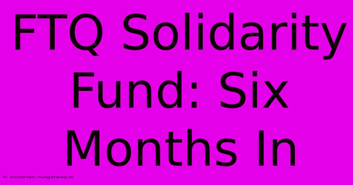 FTQ Solidarity Fund: Six Months In