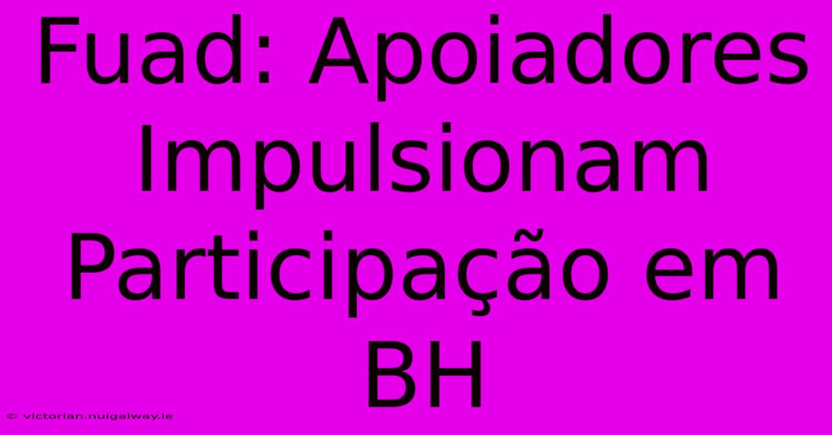 Fuad: Apoiadores Impulsionam Participação Em BH