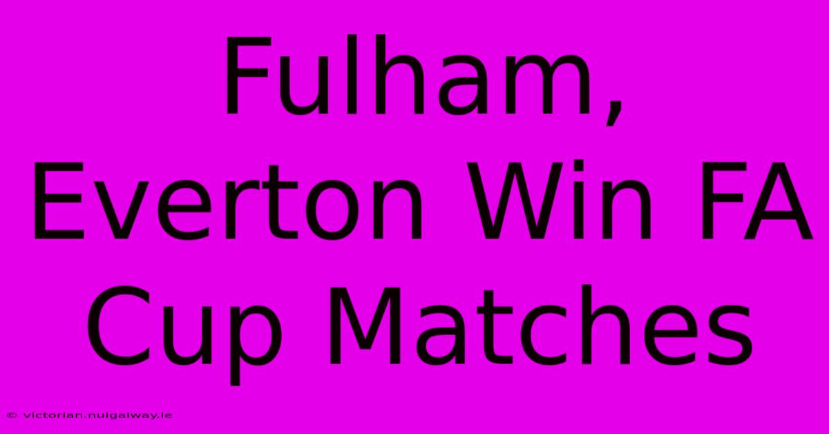 Fulham, Everton Win FA Cup Matches