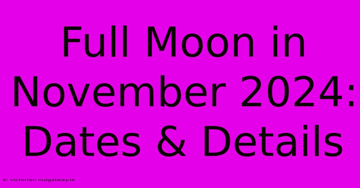 Full Moon In November 2024: Dates & Details