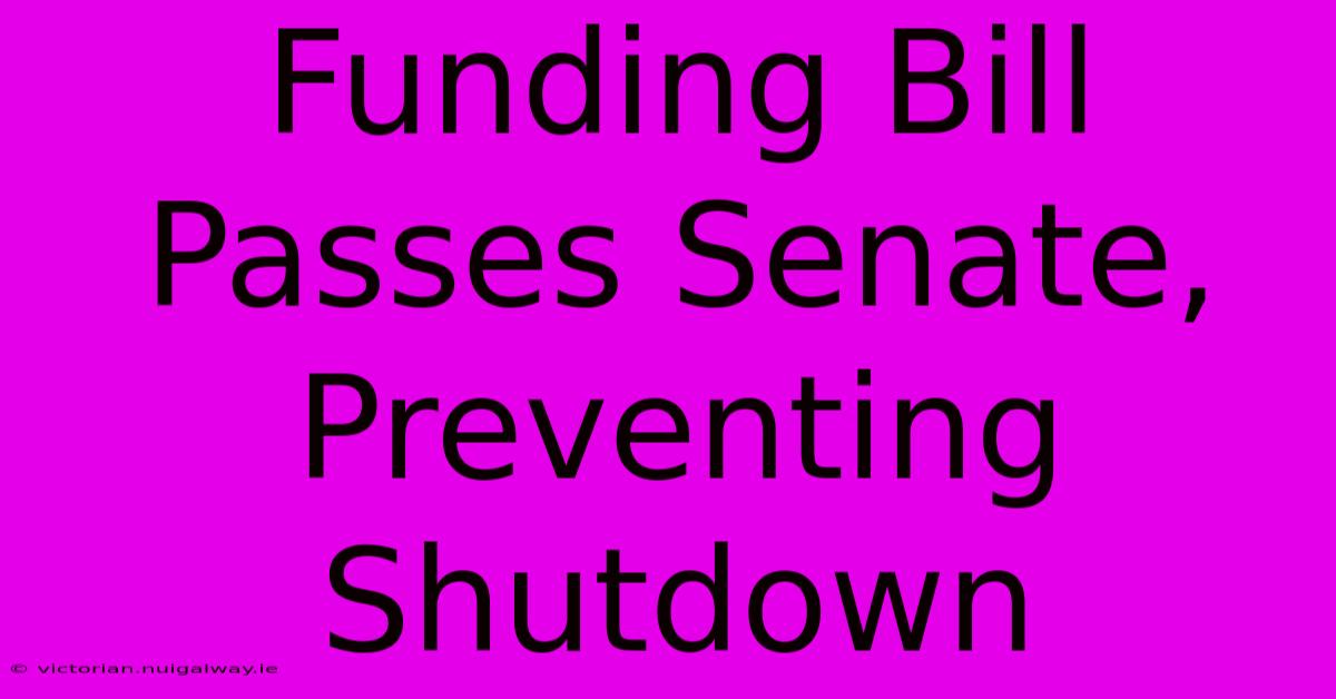 Funding Bill Passes Senate, Preventing Shutdown